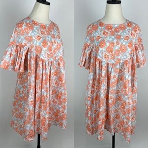 PETAL + PUP Floral Print Dress S/M Babydoll Ruffled Shift Dress